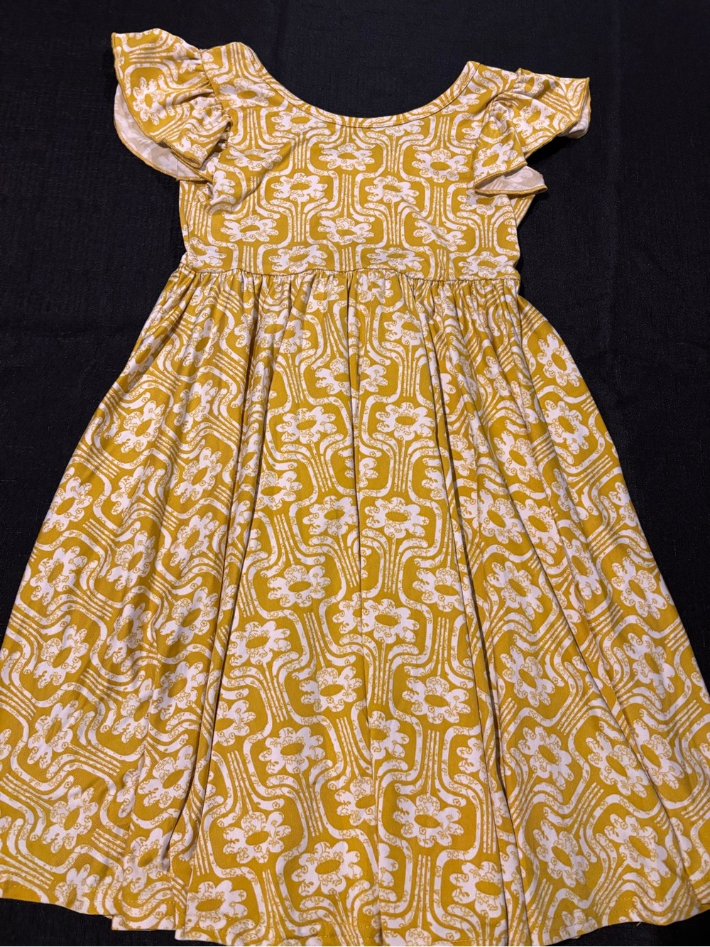 Dot Dot Smile Mustard Yellow Floral Flutter Sleeve Dress